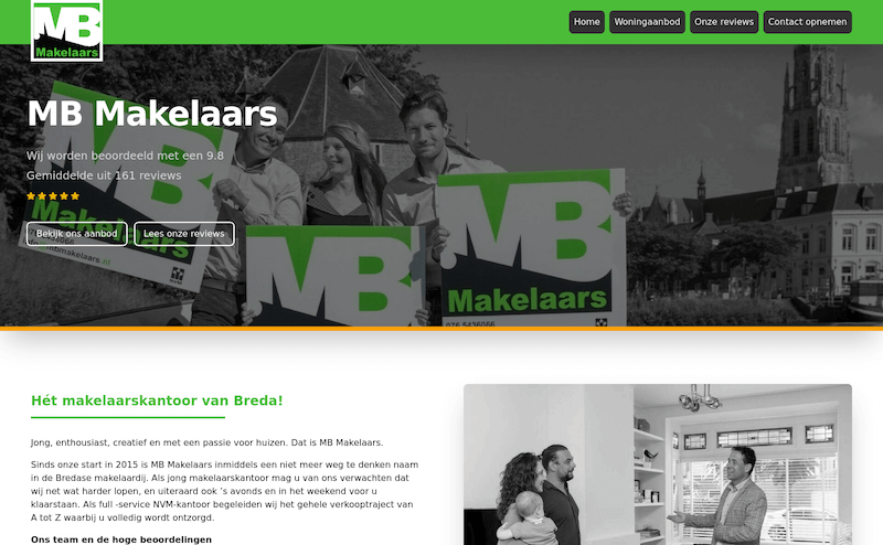 Mini website MB Makelaars Reviews
