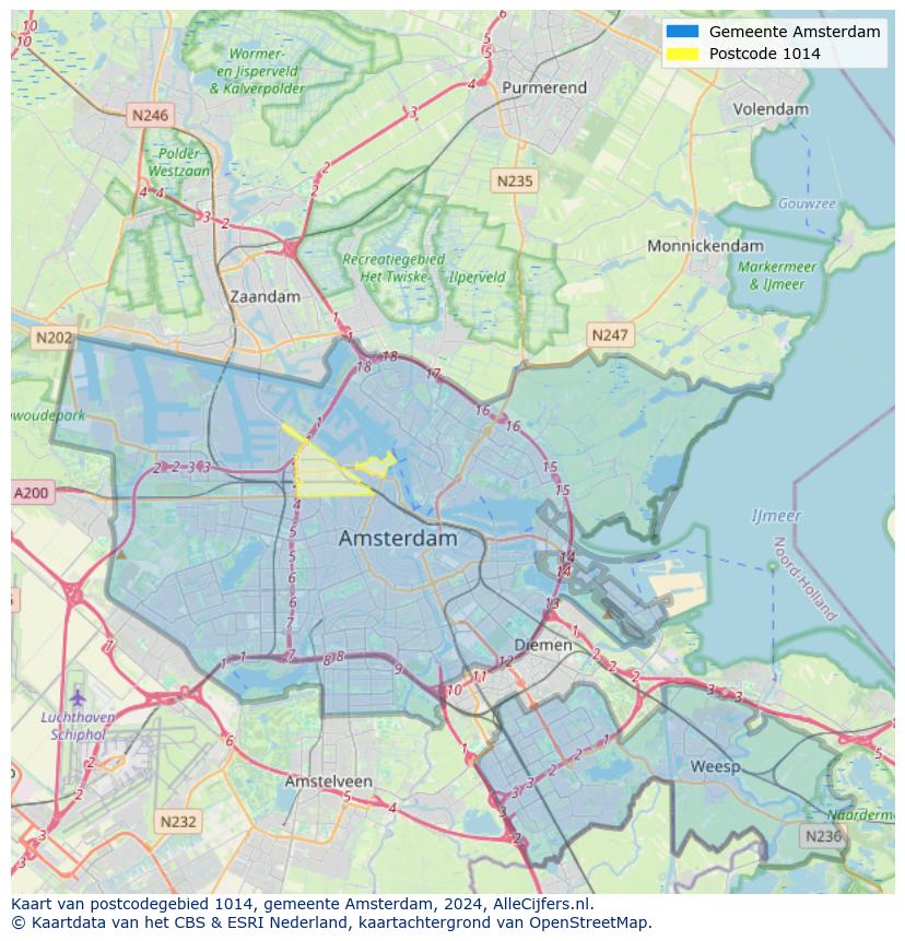 Postcode kaart 1014