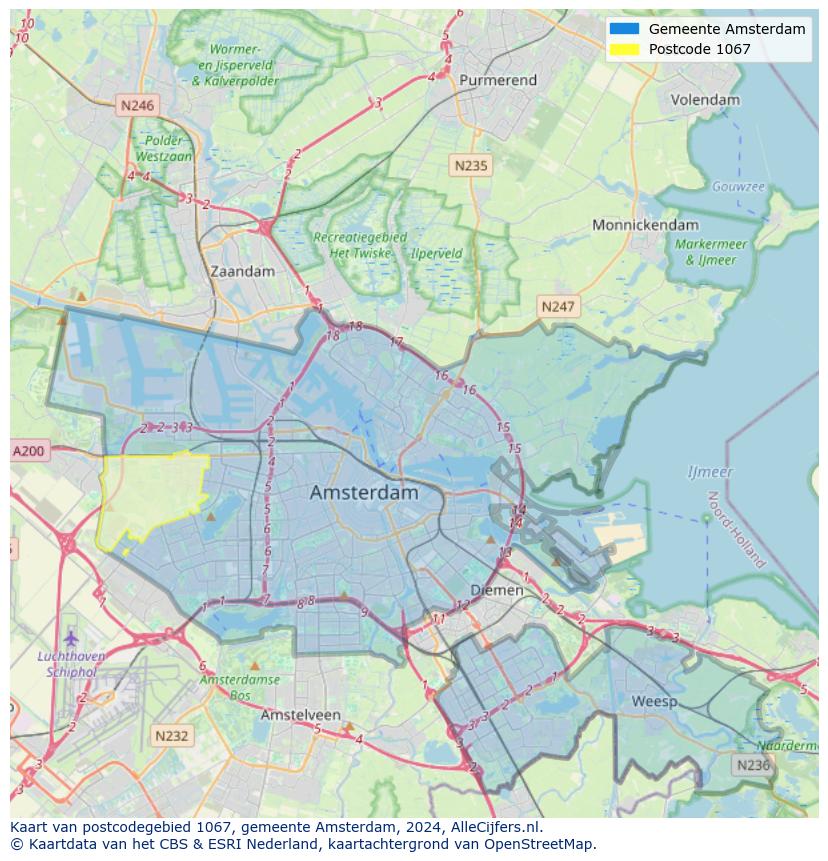 Postcode kaart 1067