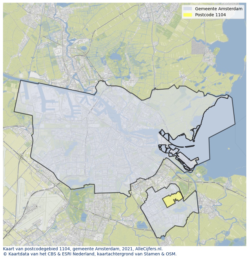 Postcode kaart 1104