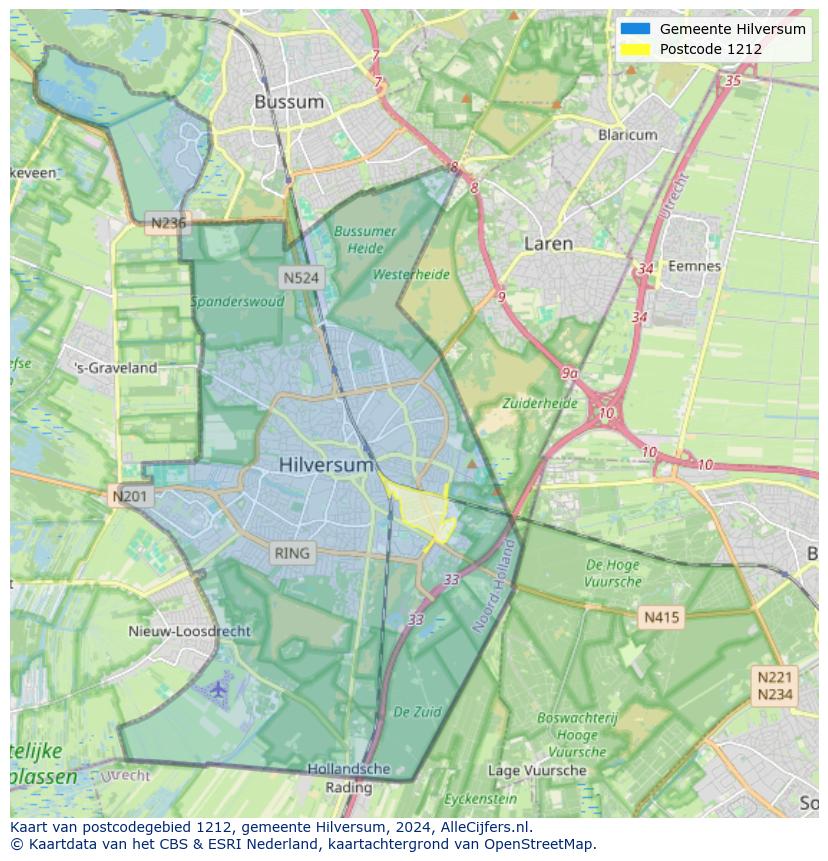 Postcode kaart 1212