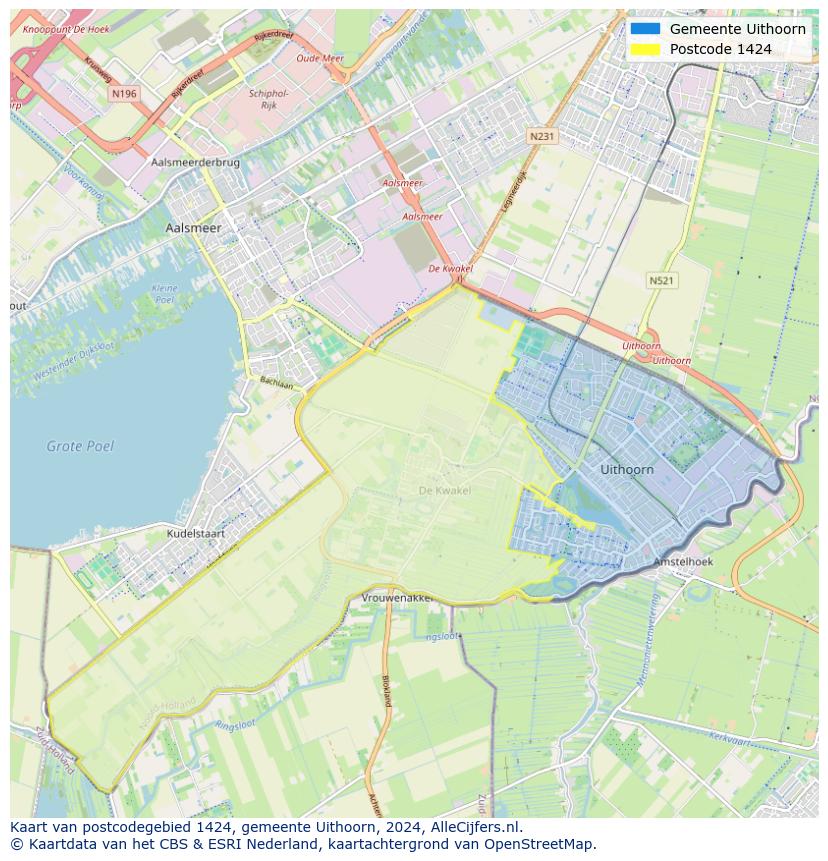 Postcode kaart 1424