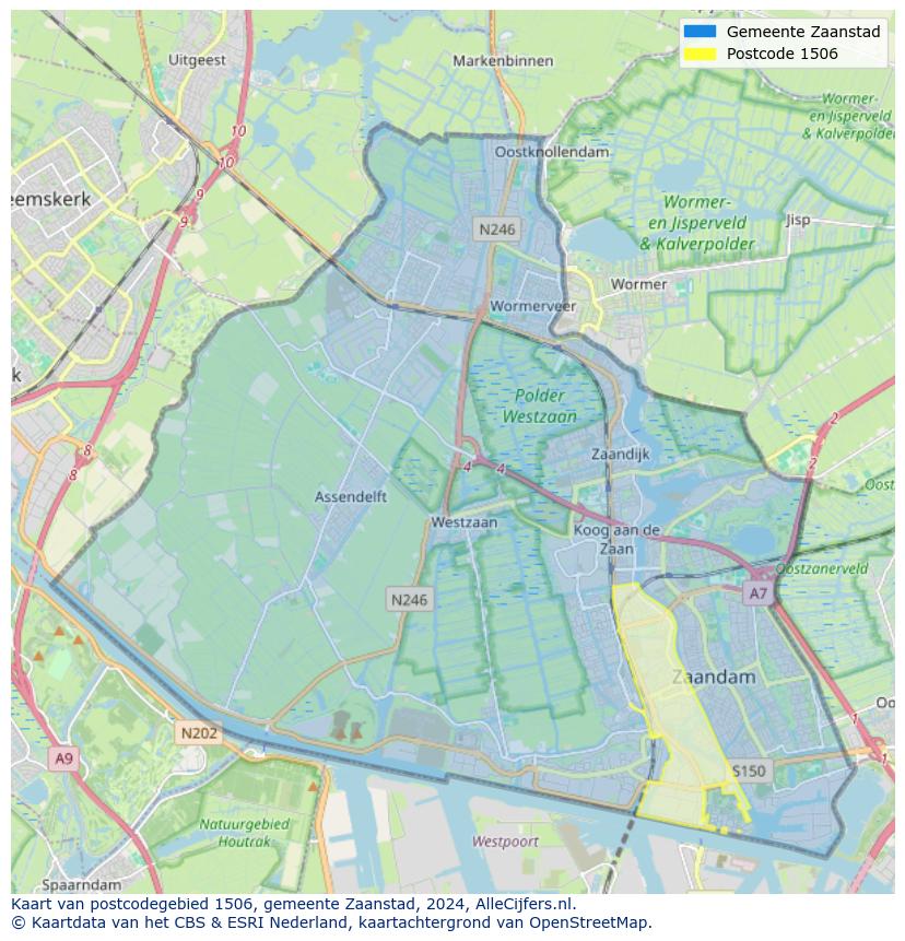 Postcode kaart 1506