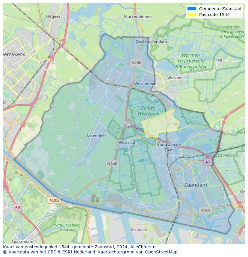 Postcode kaart 1544