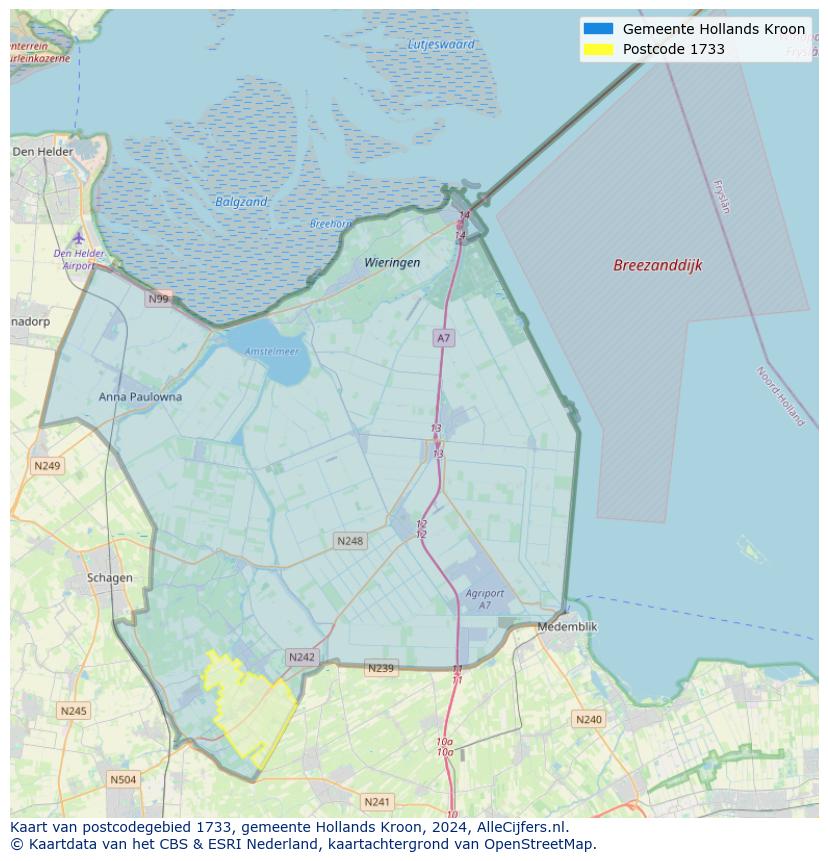 Postcode kaart 1733