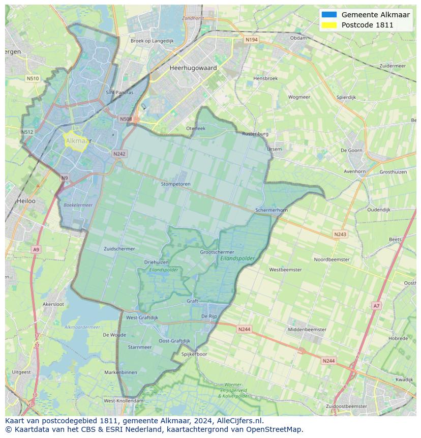 Postcode kaart 1811