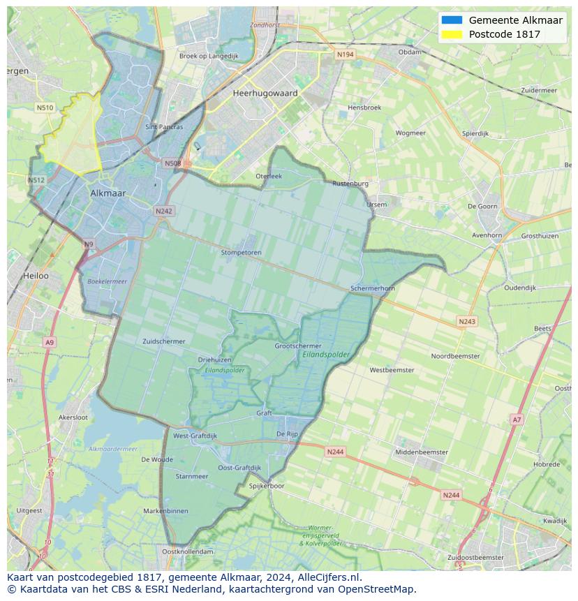 Postcode kaart 1817