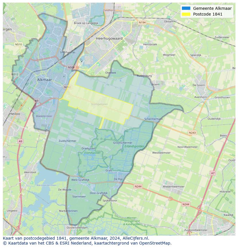 Postcode kaart 1841