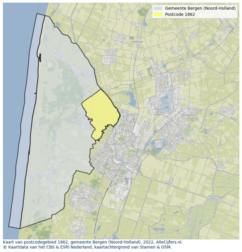 Postcode kaart 1862