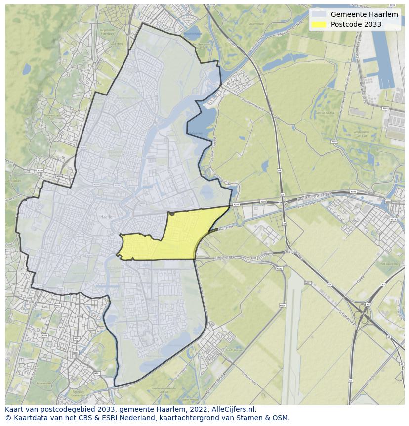 Postcode kaart 2033