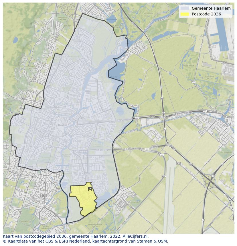 Postcode kaart 2036