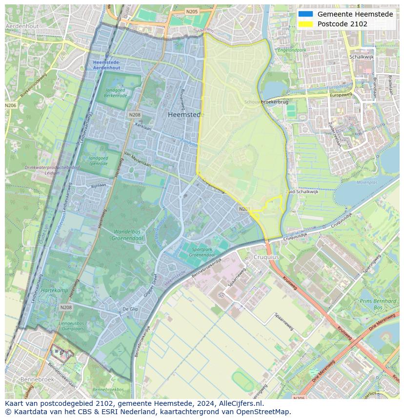 Postcode kaart 2102