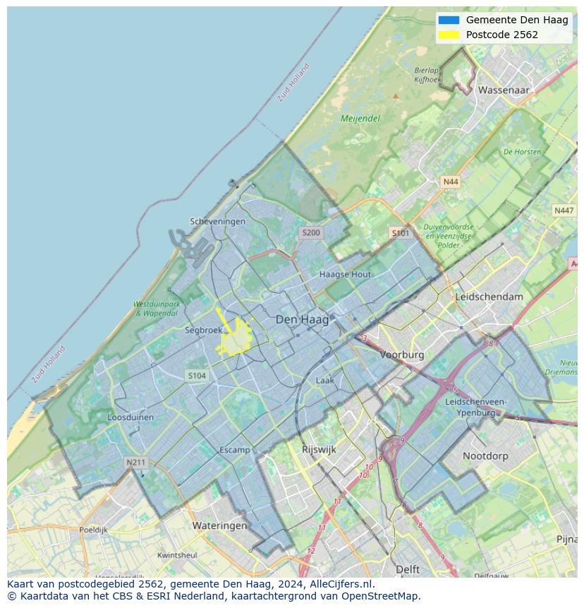 Postcode kaart 2562