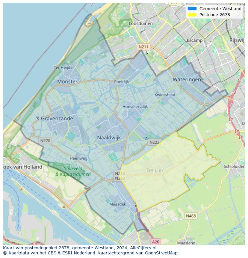 Postcode kaart 2678