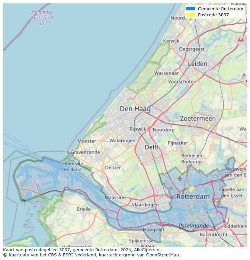 Postcode kaart 3037