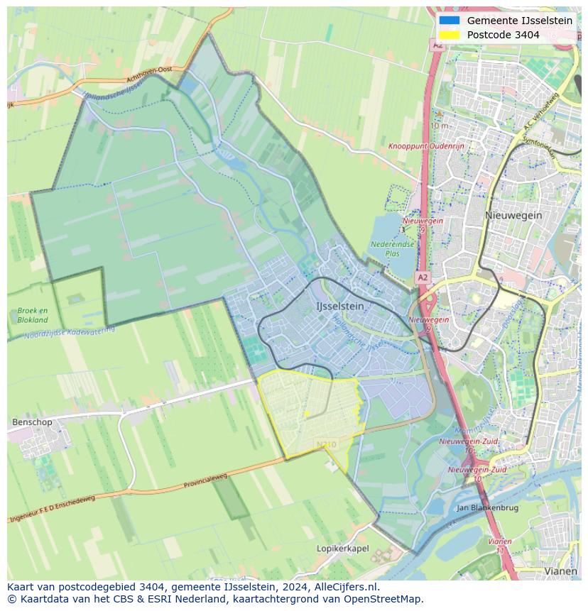Postcode kaart 3404