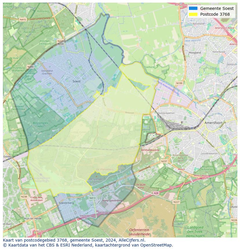 Postcode kaart 3768