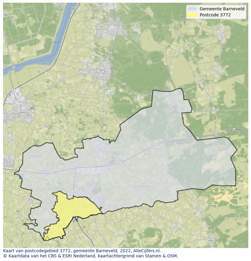 Postcode kaart 3772