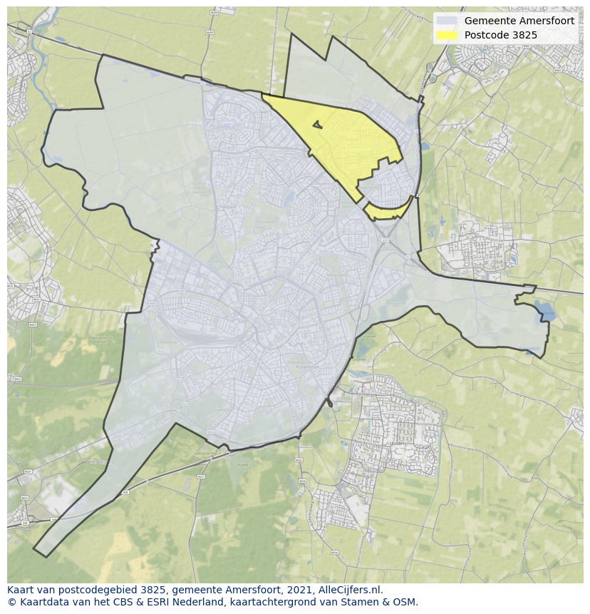 Postcode kaart 3825