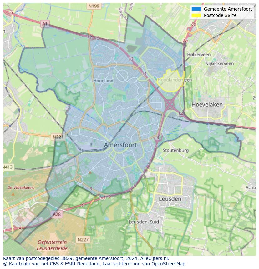 Postcode kaart 3829