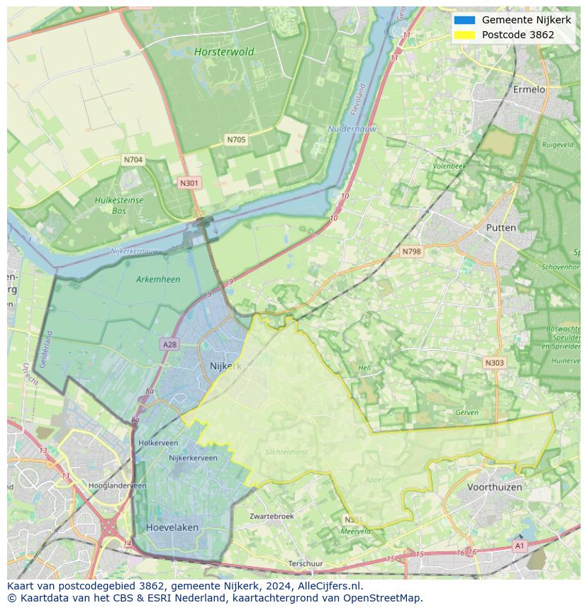 Postcode kaart 3862