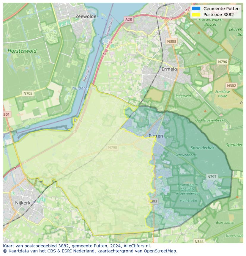 Postcode kaart 3882