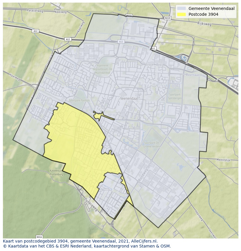 Postcode kaart 3904