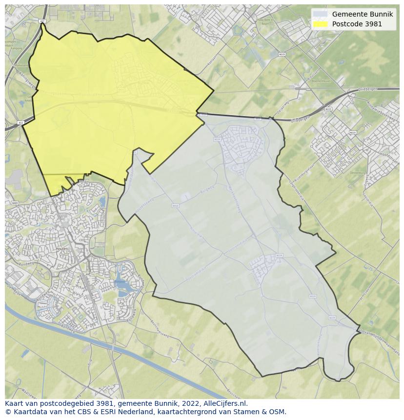 Postcode kaart 3981