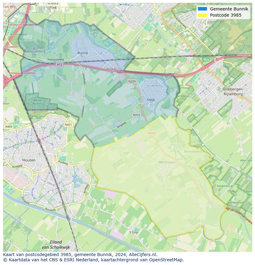 Postcode kaart 3985