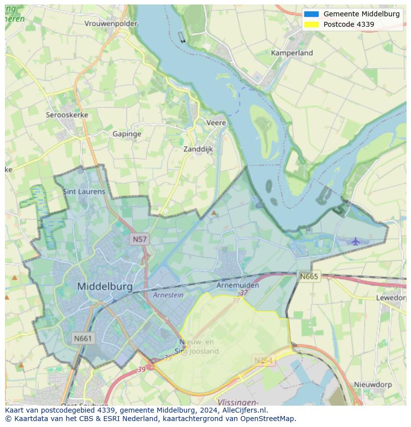 Postcode kaart 4339