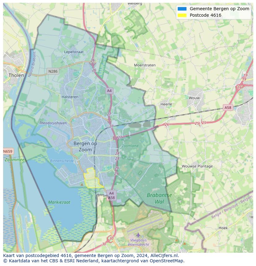 Postcode kaart 4616