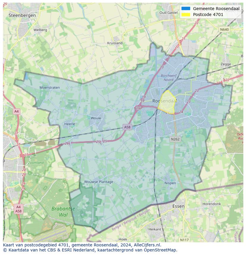 Postcode kaart 4701