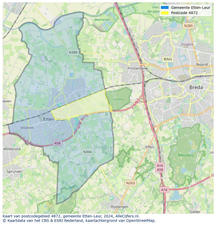 Postcode kaart 4872