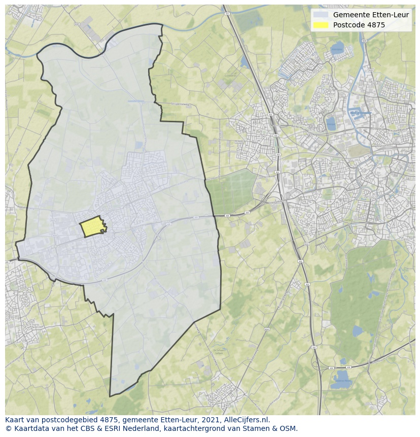 Postcode kaart 4875