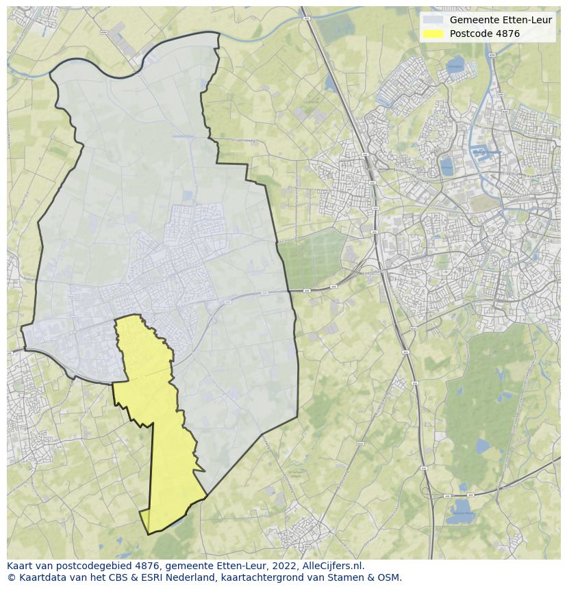 Postcode kaart 4876