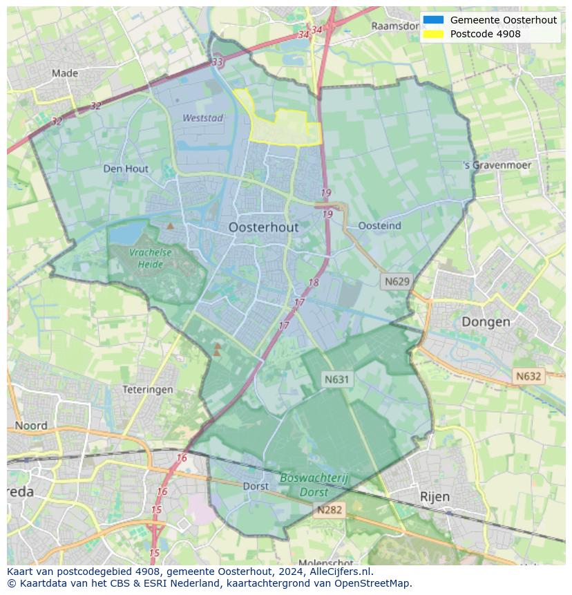 Postcode kaart 4908