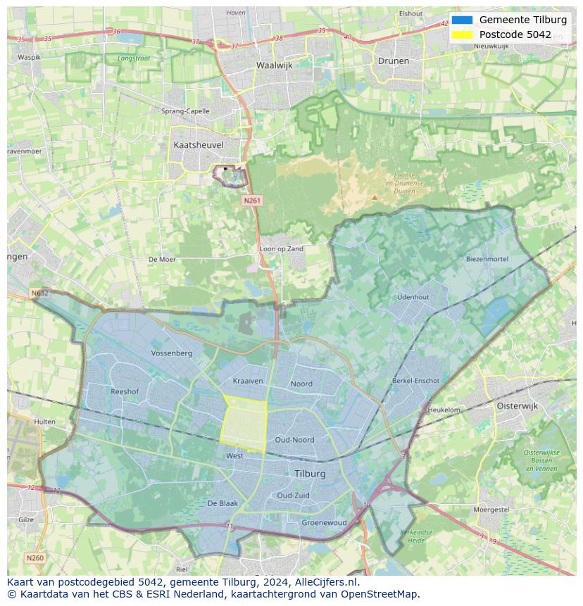 Postcode kaart 5042