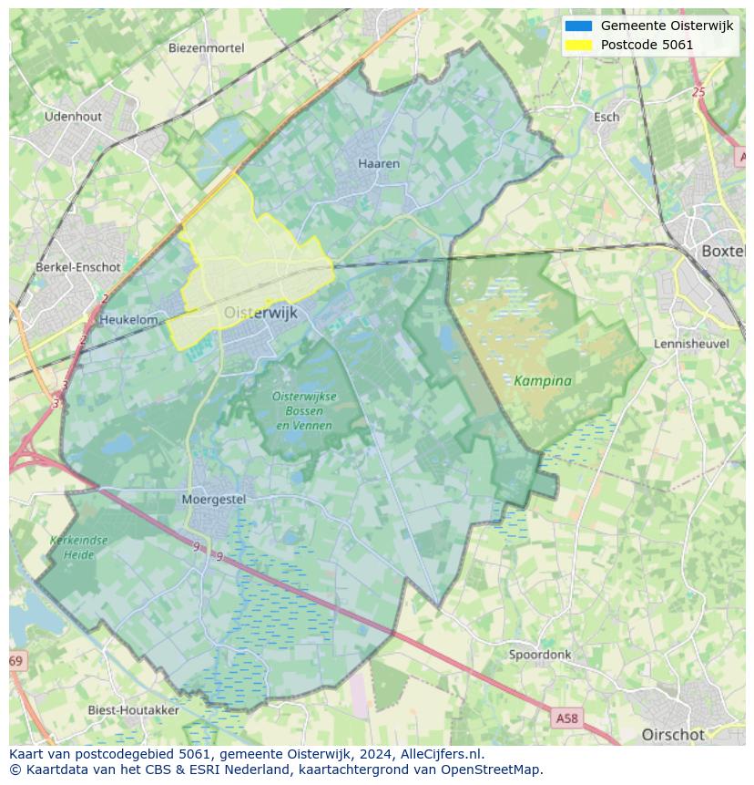 Postcode kaart 5061