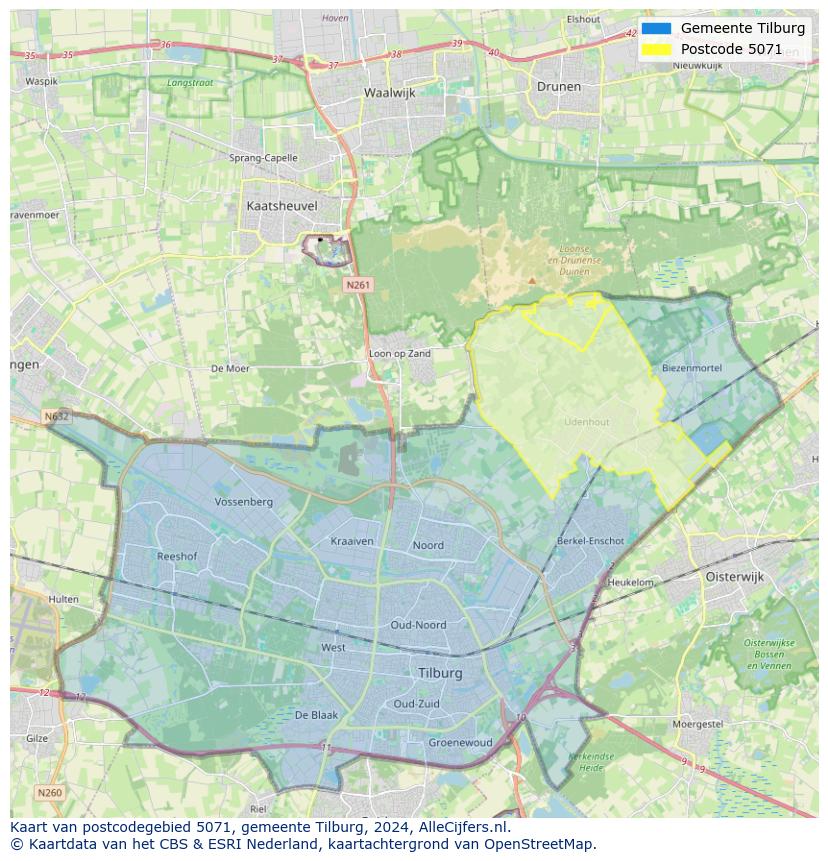 Postcode kaart 5071