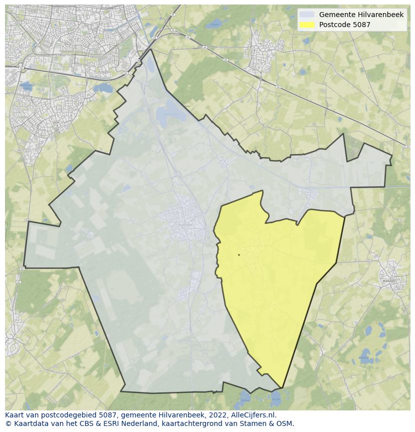 Postcode kaart 5087