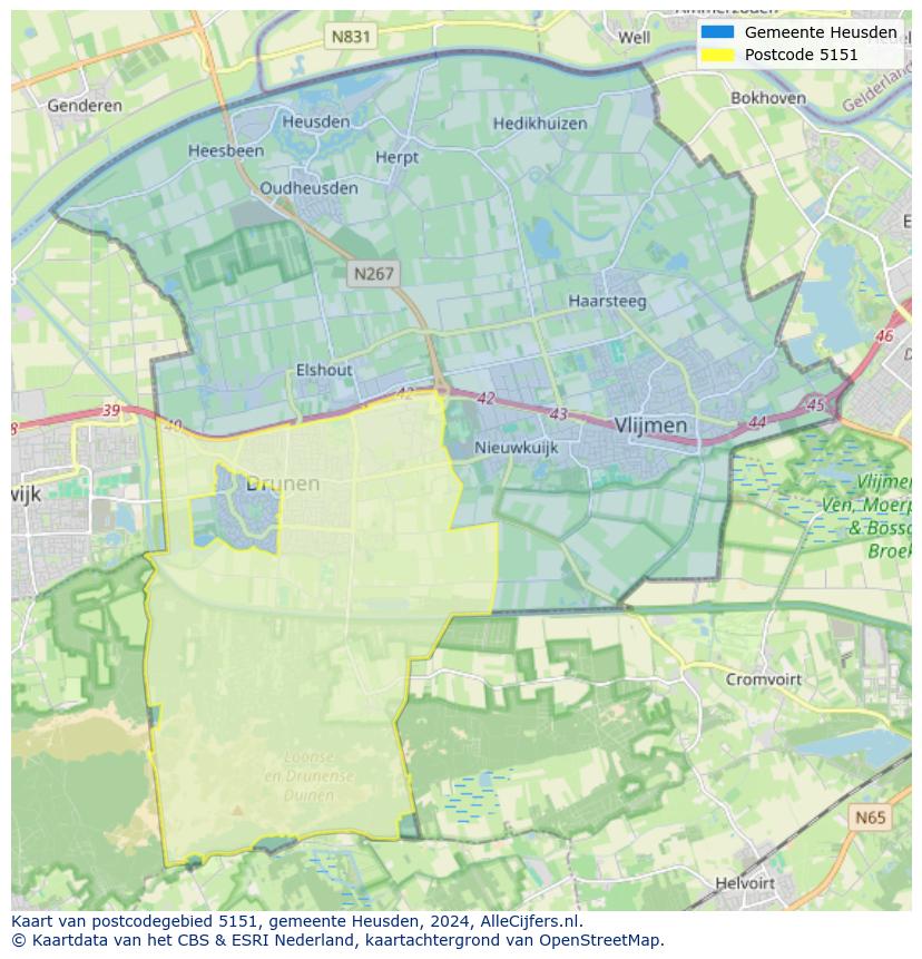 Postcode kaart 5151