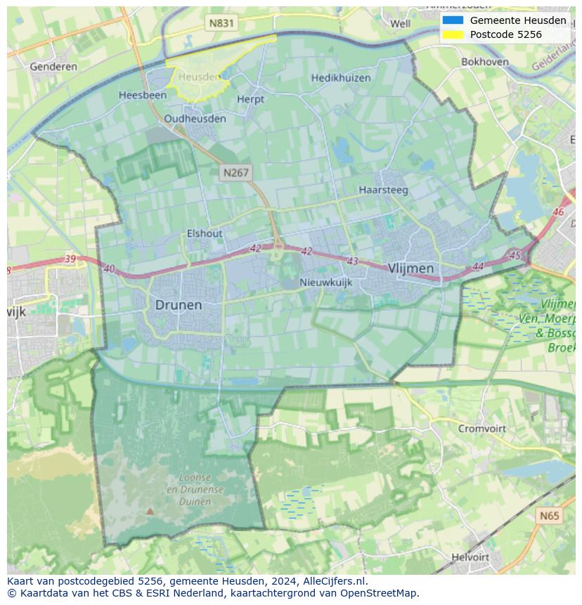 Postcode kaart 5256