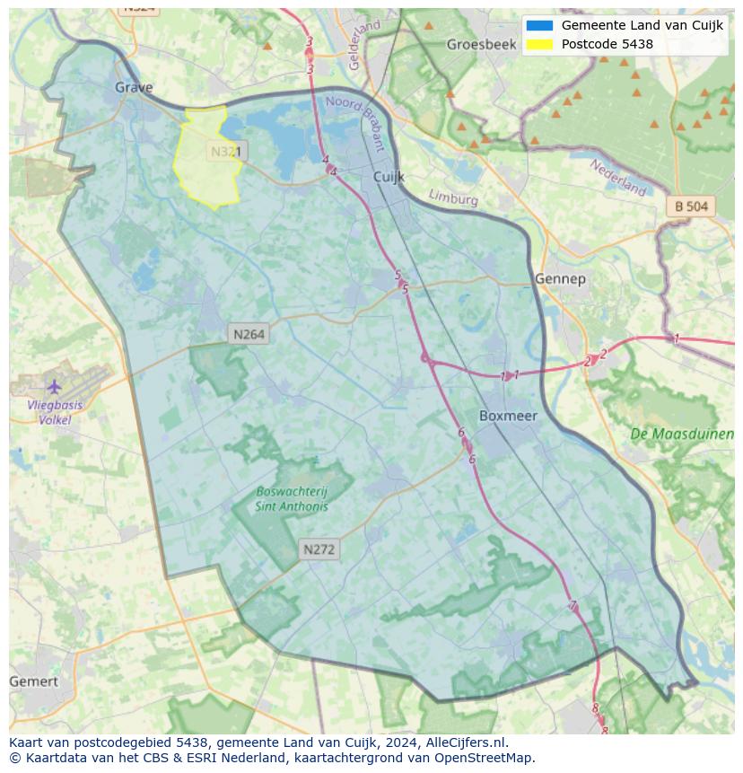 Postcode kaart 5438