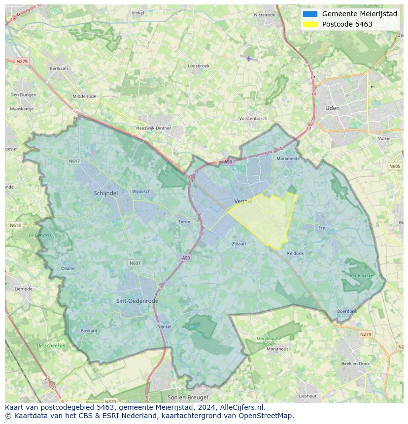 Postcode kaart 5463