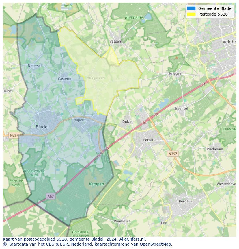 Postcode kaart 5528