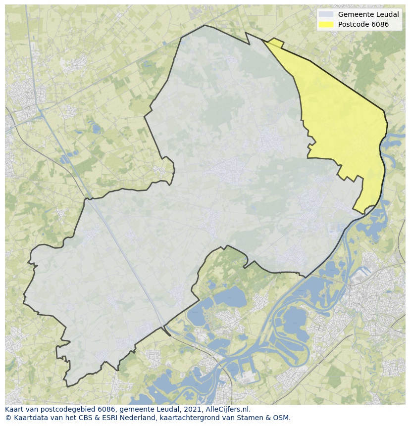 Postcode kaart 6086