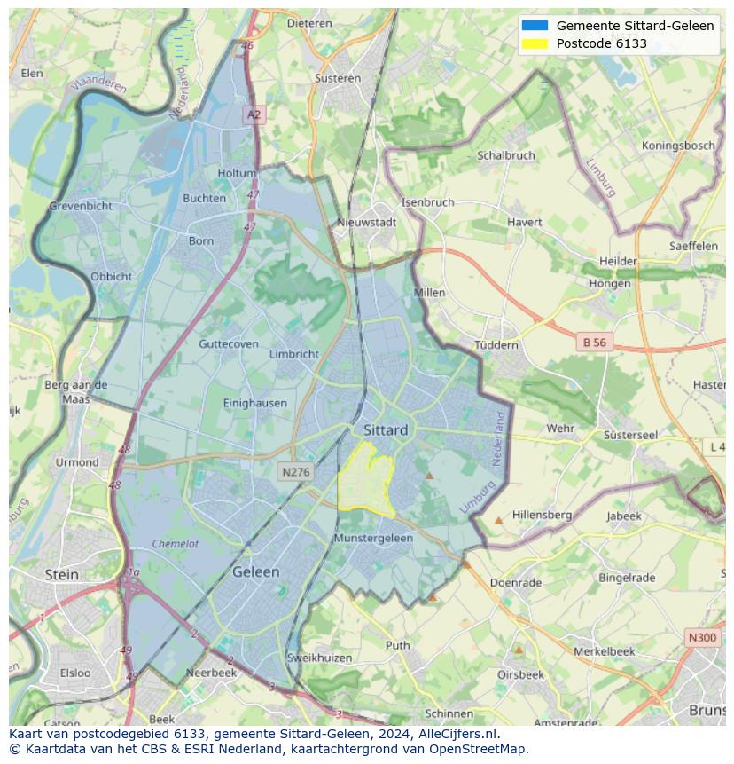 Postcode kaart 6133