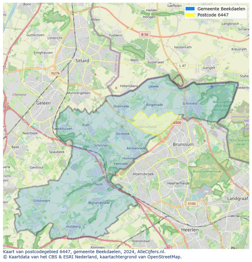 Postcode kaart 6447