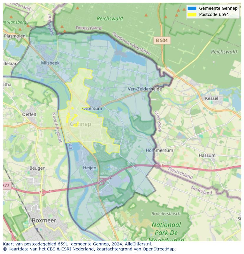 Postcode kaart 6591