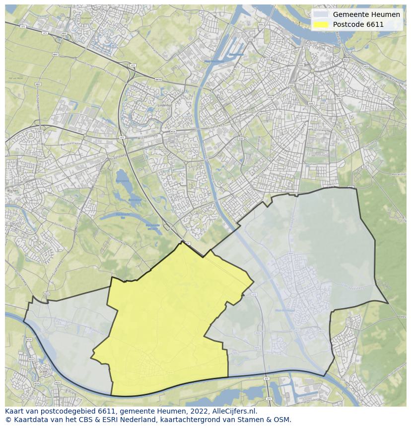 Postcode kaart 6611